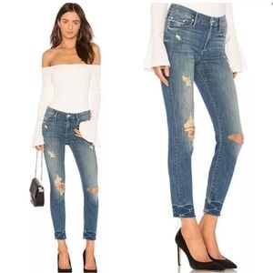 𝅺MOTHER Looker Ankle Fray Jeans Distressed Naughty Intentions Stretch 25 EUC